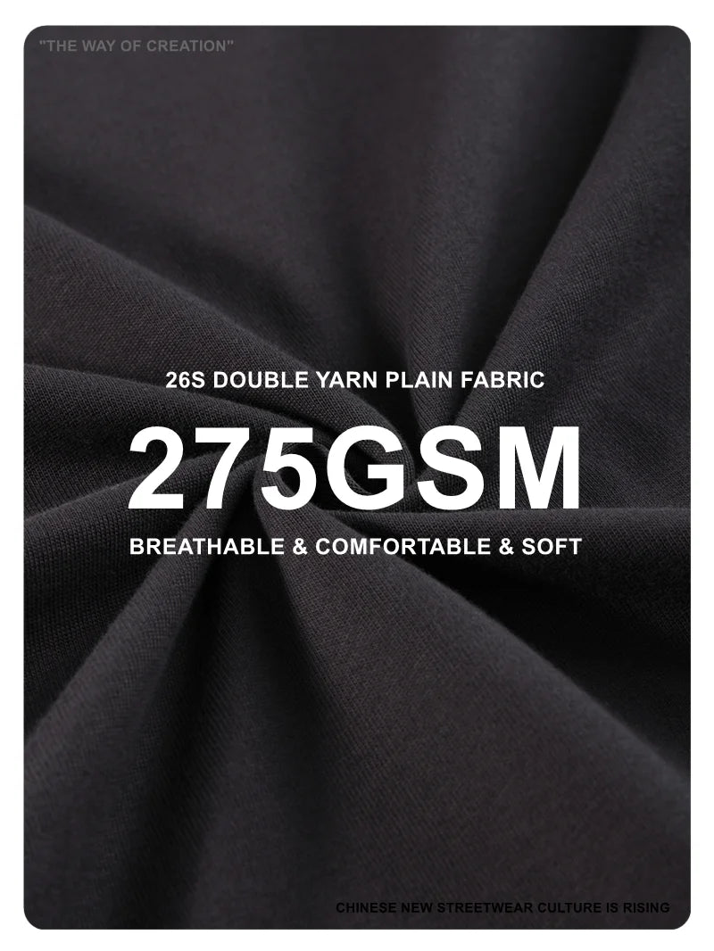 ZODF New Summer Men 275gsm Cotton T Shirts Unisex Women High Street Oversized FG Noshrink Solid T-Shirt Streetwears HY0152