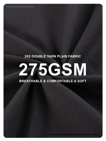 ZODF New Summer Men 275gsm Cotton T Shirts Unisex Women High Street Oversized FG Noshrink Solid T-Shirt Streetwears HY0152