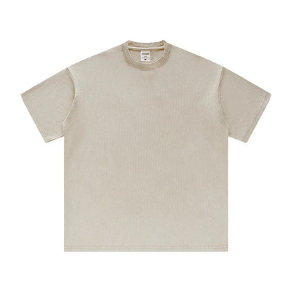 ZODF Men's Summer Batik Washed 250gsm T Shirts Retro Vintage Unisex Basic Loose Solid Cotton T-Shirt Brand Tops 2024 New HY0753