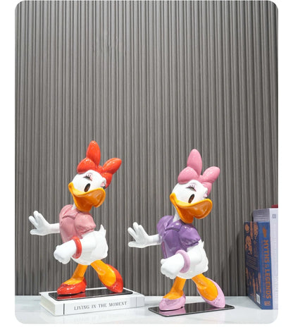 Disney Anime Figuras Donald Duck Daisy Statue Cartoon Cute Resin Model Crafts Desktop Decor Disney Toys for Kids Sculpture Gift