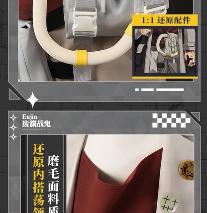 Anime Gachiakuta Enjin Cosplay Costume Wig Uniform Embroidery Earrings Badge Akuta Cleaners Halloween Party Women Men Role Play