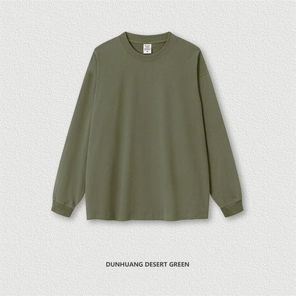 ZODF New 2024 Autumn 225gsm Loose Solid T-Shirt For Men Retro Unisex Antibacterial Full Sleeve T Shirts Brand Tops HY0871