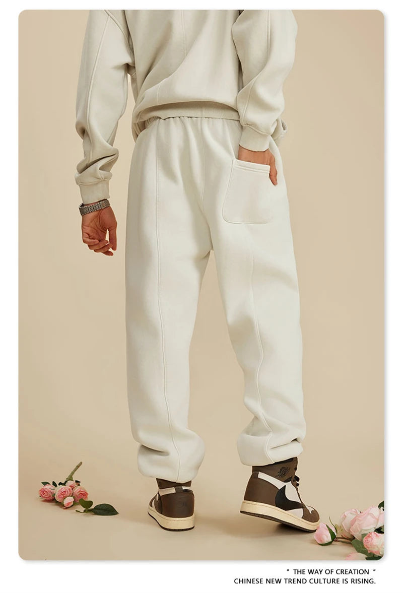 ZODF 2025 Autumn Winter Men’s Washed Fleece Sweatpants 355gsm Loose Retro Joggers Streetwear HY0653