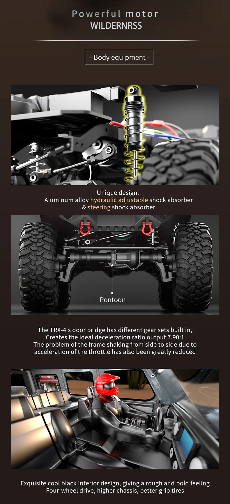 1/10 RC Car HB RTR R1011 Remote Control Vehicle 2.4G Full Proportional Rock Crawler LED Light 4WD Off-Road Climbing Truck Toys