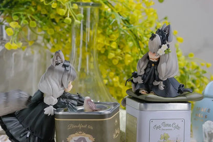 12cm Tea Party Cat Anime Figure Q Version Kawaii Tea Time Cats Tea Pot Cat Action Figure Collection Model Japanese Dolls Hobbies