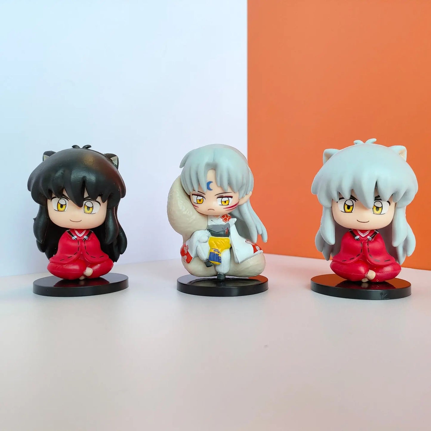 New  Inuyasha Anime Figure Higurashi Kagome Miroku Sesshoumaru Action Figure Q Version Toys Pvc Model Doll  Gifts for Kids