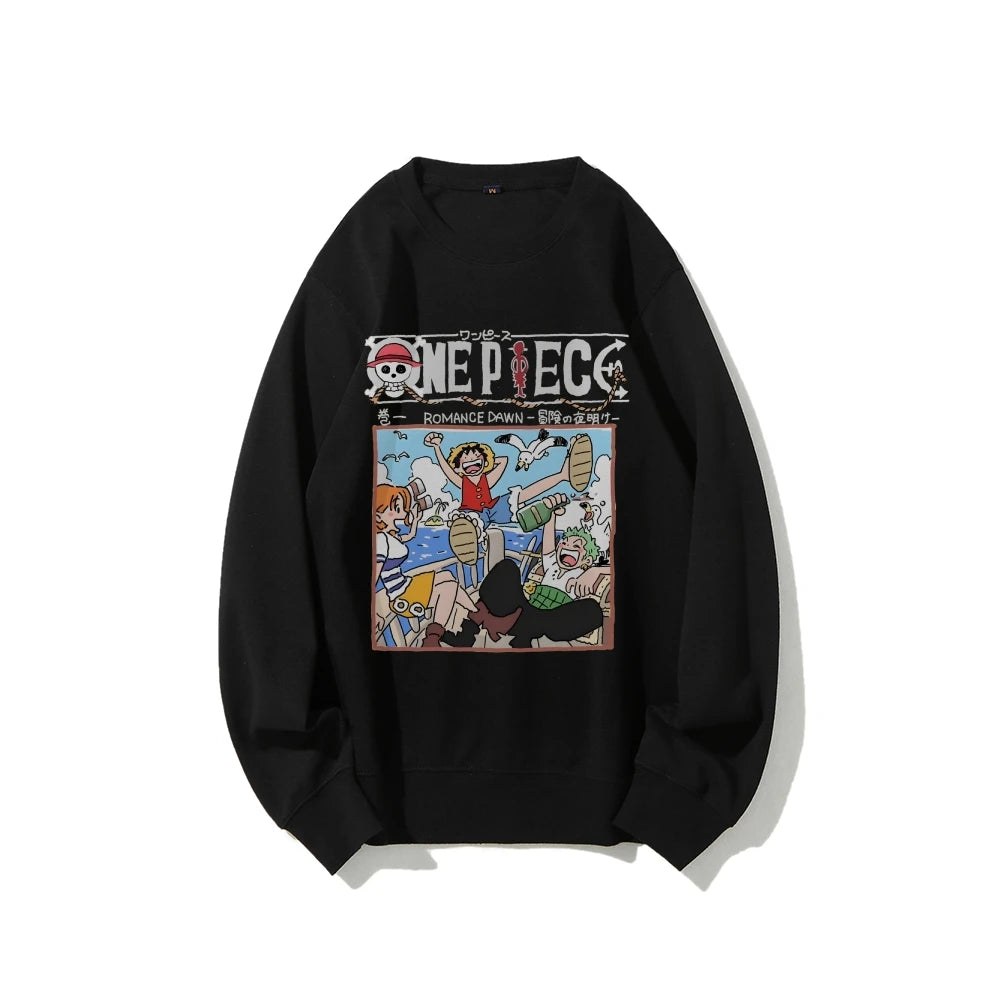 Unisex Anime One Piece Sweatshirt Casual Streetwear Men Women Pullover Hoodie Graphic Sweater Long Sleeves Top Autumn Trendy