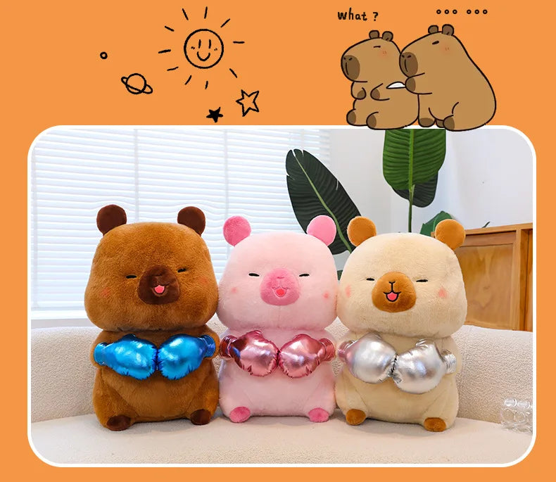 Plush Capybara Boxing Toy Stuffed Animal Cute Cuddly Pillow Decor for Kids Birthday Xmas Gift Wholesale Plush Toy Stuffed Animal
