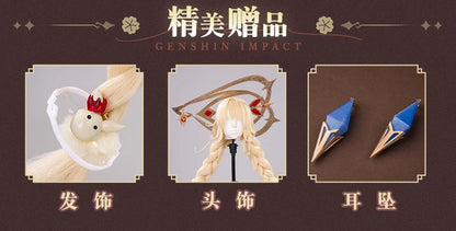 Genshin Impact Alice Cosplay Costume Wig Dress Headwear Ring Game Uniform Halloween Party for Women Girls Role Play Outfit Props