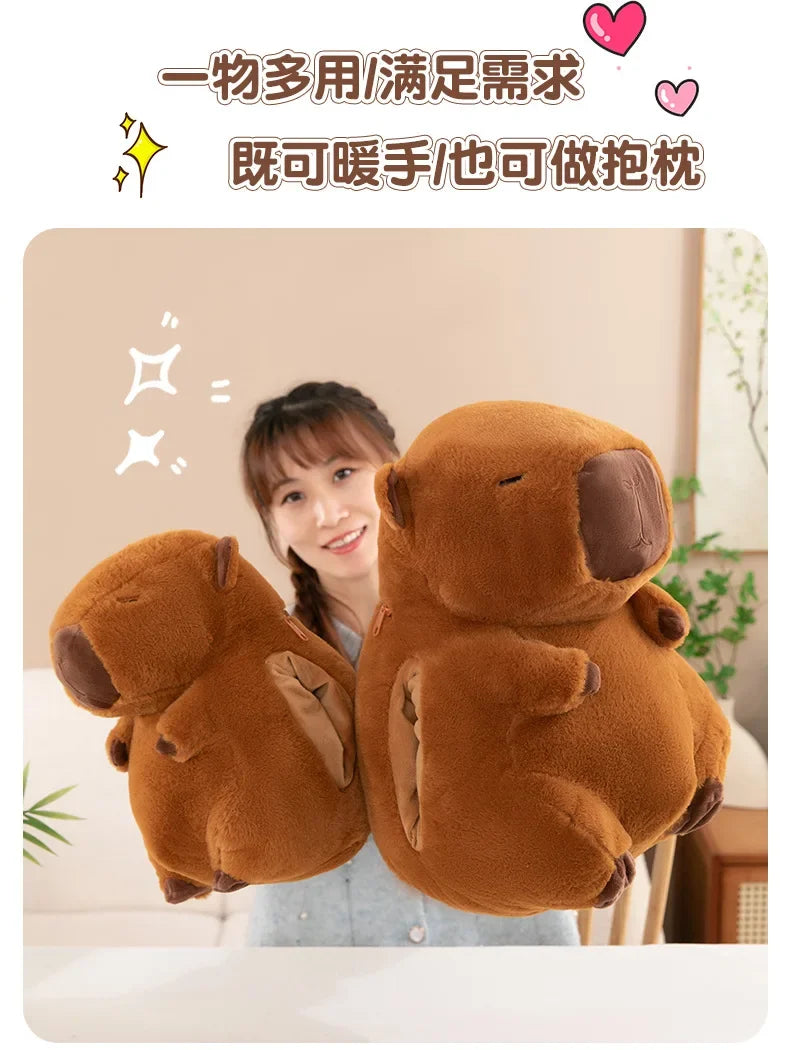 30/40cm Soft Capybara Hand Warmer Pillow Stuffed Funny Capybara Plush Hand Warmer Cartoon Portable Capybara Plush Stuffed Doll