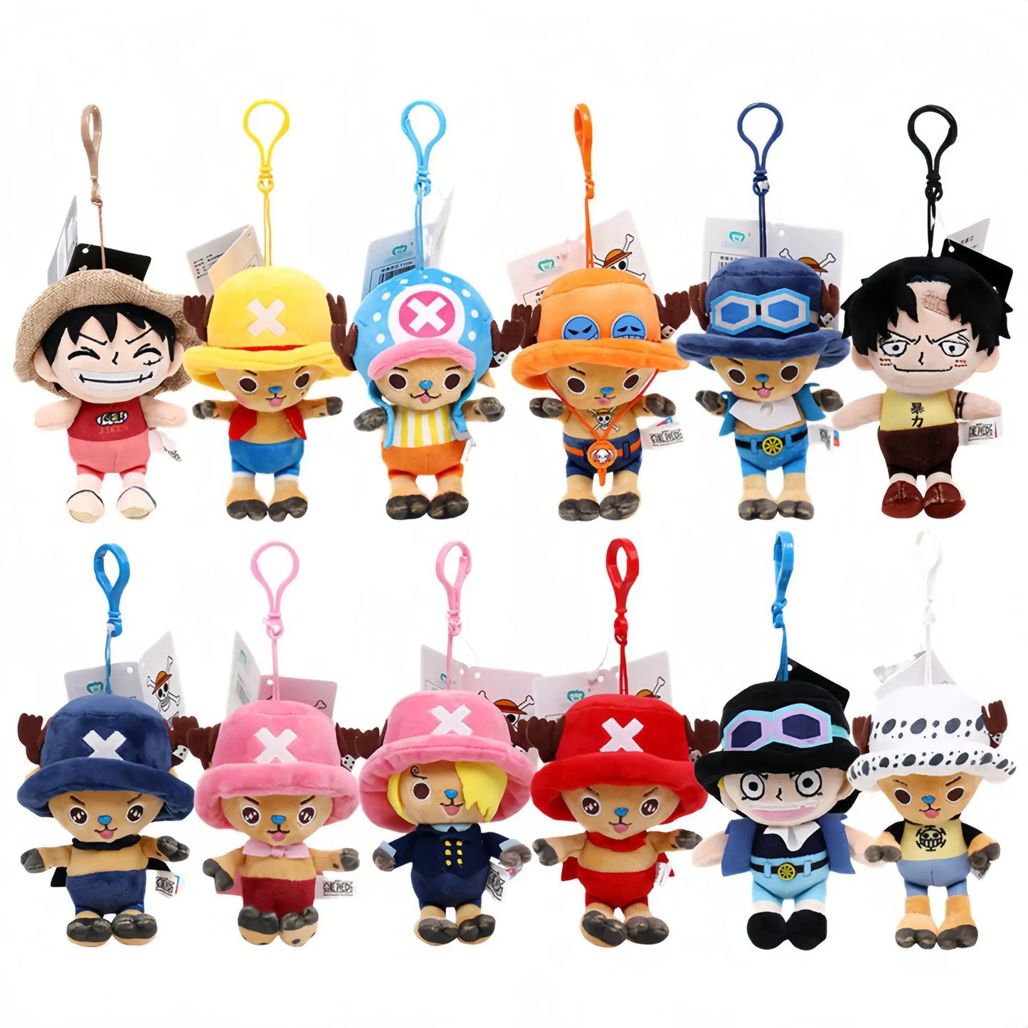 New 12cm Genuine One Piece Pendant Doll Plush Pendant Anime Surrounding Luffy Qiaoba Cartoon Creative Backpack Pendant Gift
