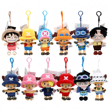 New 12cm Genuine One Piece Pendant Doll Plush Pendant Anime Surrounding Luffy Qiaoba Cartoon Creative Backpack Pendant Gift