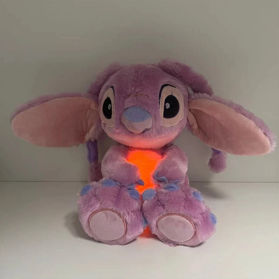 New Lilo&Stitch Plush Doll Breath Child Peluche Kawaii Soothes Toy Anime Baby Music Light Sleep Toys Pink Stitch Kid Gifts