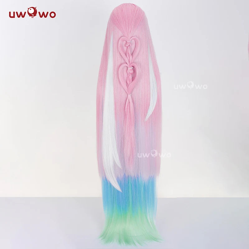 UWOWO Cyrene Wig Game Honkai Star Rail Cyrene Cosplay Wig Long Hair Pink and Blue and Green gradient Hair  Halloween Wig
