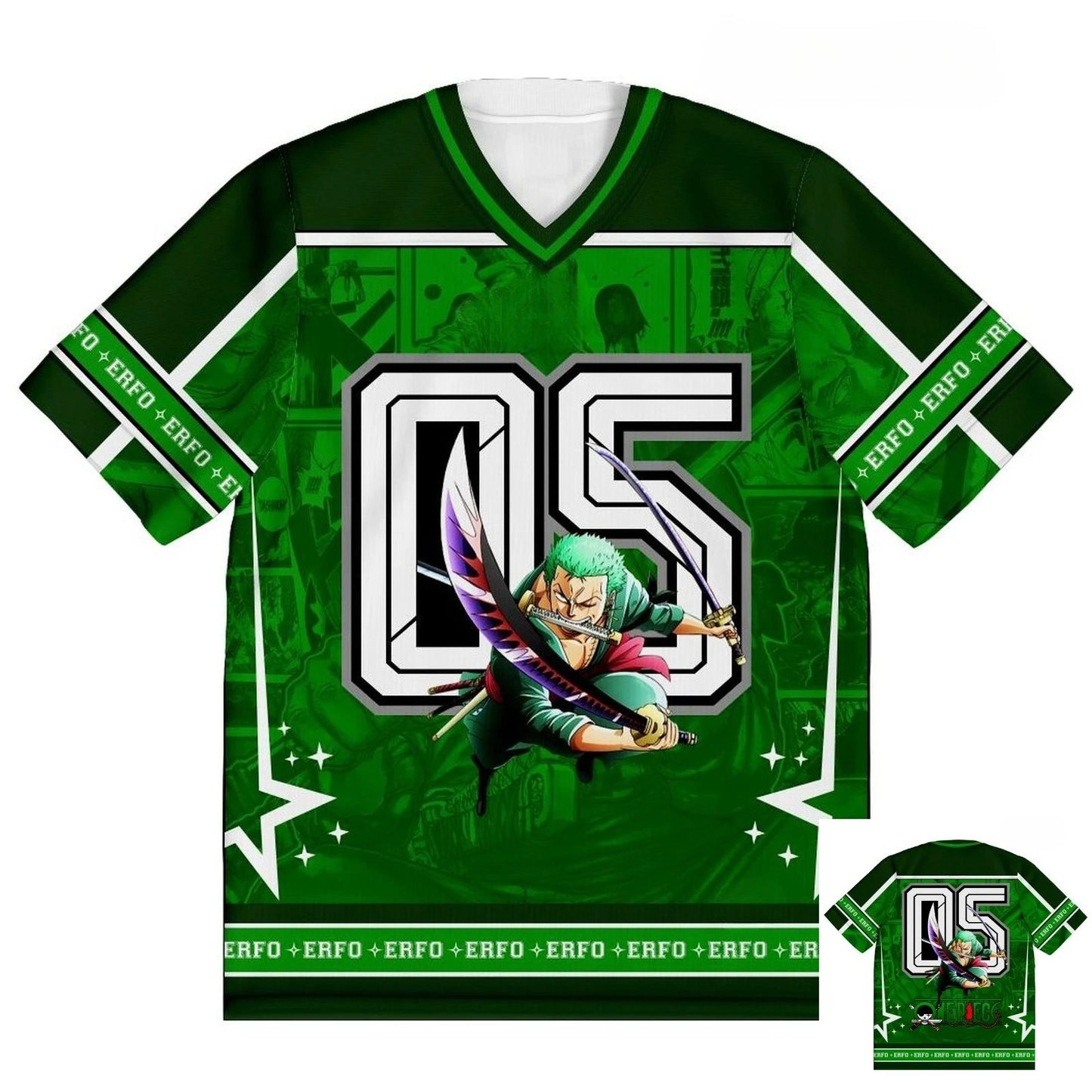 05 Jersey One Piece Roronoa Zoro Anime Korean Style Kpop Baseball Hockey T-shirt Fashion Streetwear Anime Daily Unisex Tops Tees