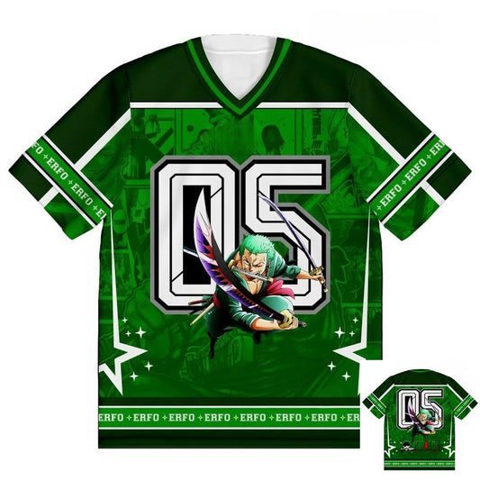 05 Jersey One Piece Roronoa Zoro Anime Korean Style Kpop Baseball Hockey T-shirt Fashion Streetwear Anime Daily Unisex Tops Tees