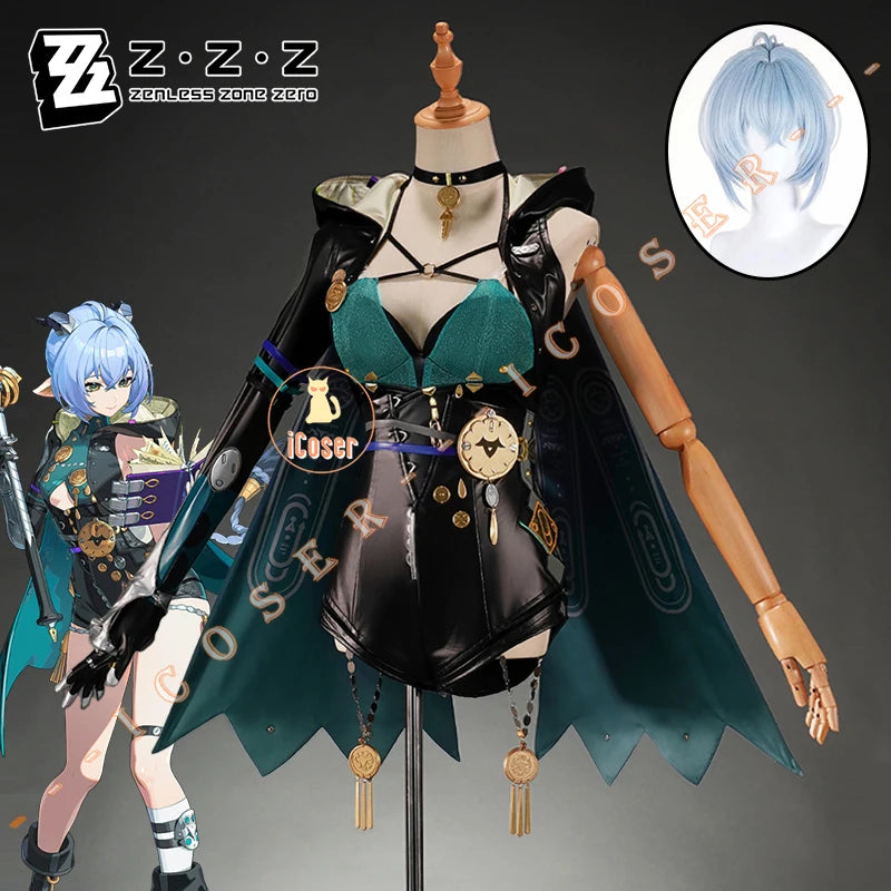 Zenless Zone Zero Lucia Cosplay Costume Wig Bodysuit Uniform Headwear Tail Spook Shack Halloween Party for Women Girls Outfit