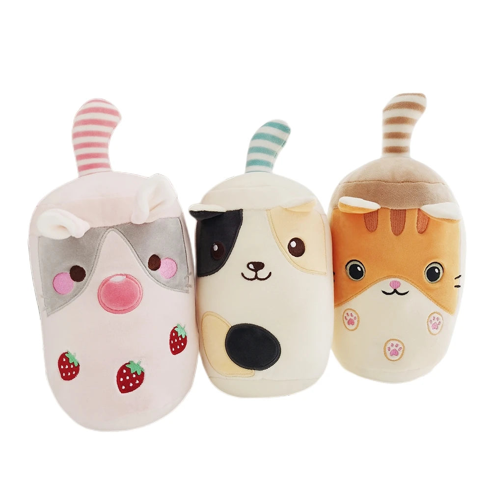 24/50cm Kawaii Family Milk Bubble Tea Cup Plush Toy Cute Animal Peluche Fruits Flavor Drink Shaped Hug Pillow Kids Home Decor