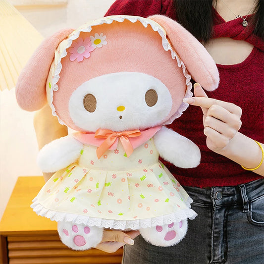 Cute Pastoral Girl Plush Toy Pink My Melody Doll Sleeping Hugging Gift for Kids Birthday Christmas Present for Girls Comforting