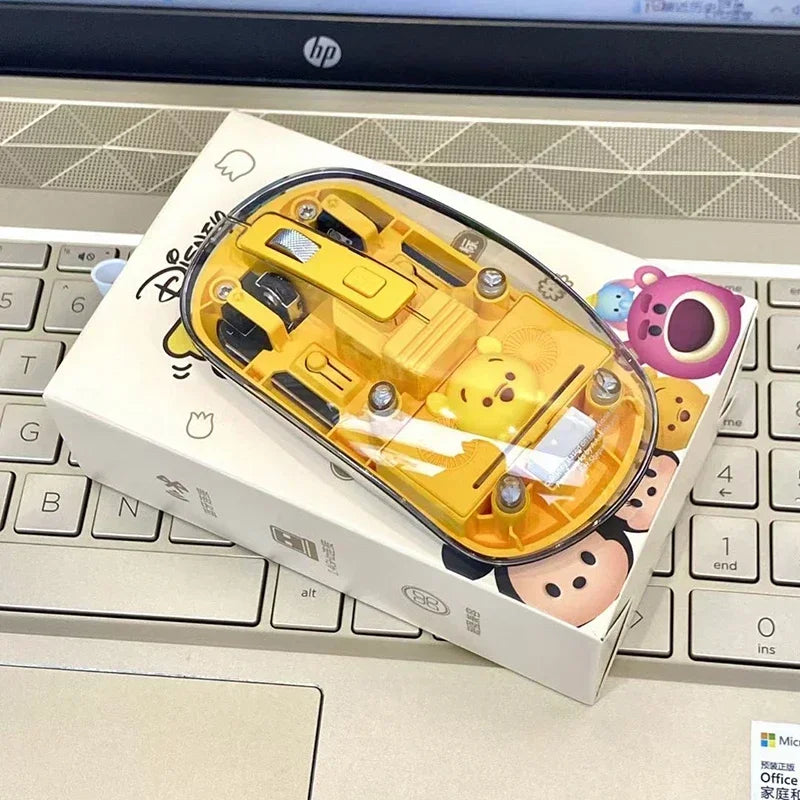 New Disney Wireless 2.4g Transparent Mouse Dual Bluetooth Charging Mute Silent Female Tablet Computer Notebook Office Gift