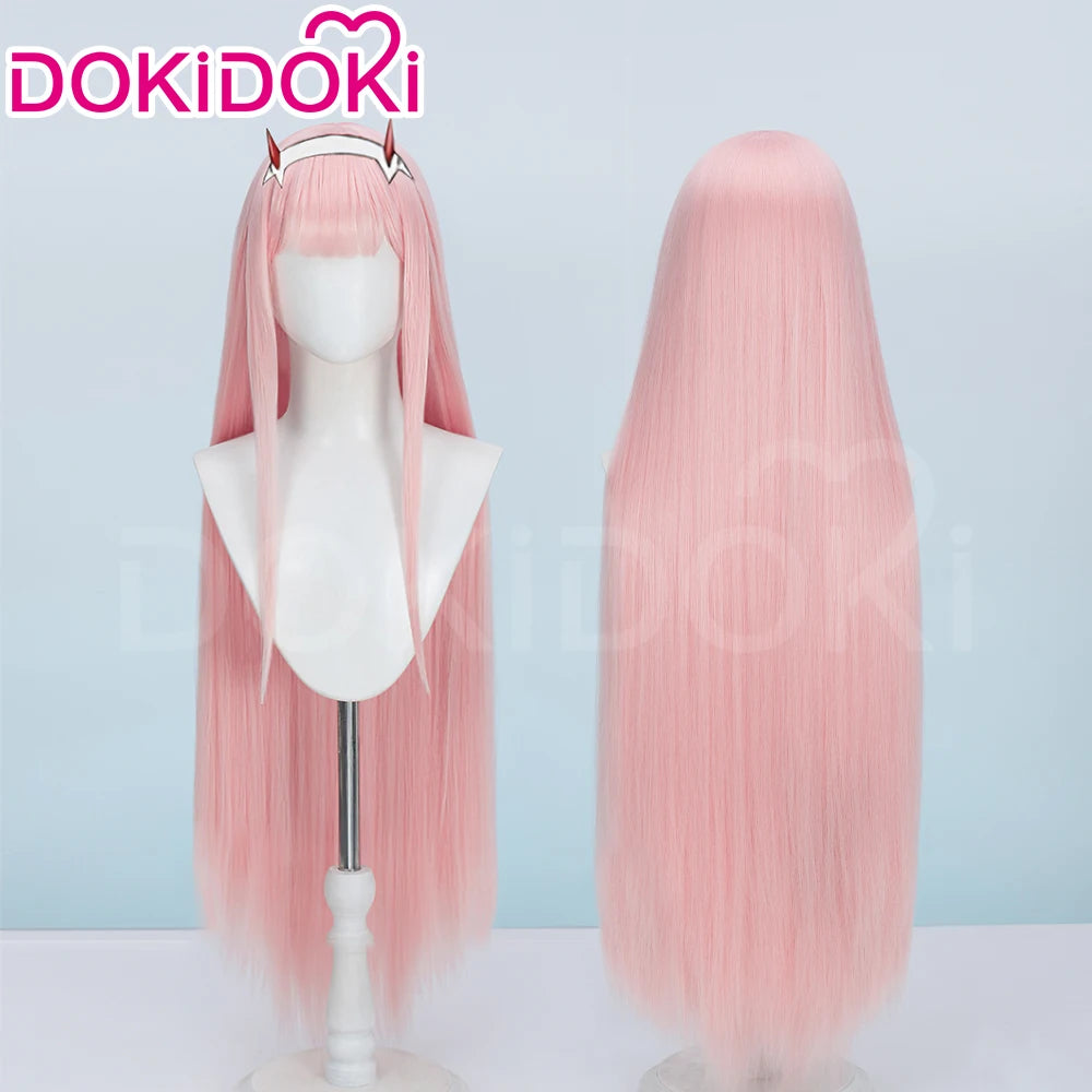 IN STOCK Zeroo Twoo Wig Anime DokiDoki Women Cute Pink Long Wig Zeroo Twoo Cosplay Wig Headdress