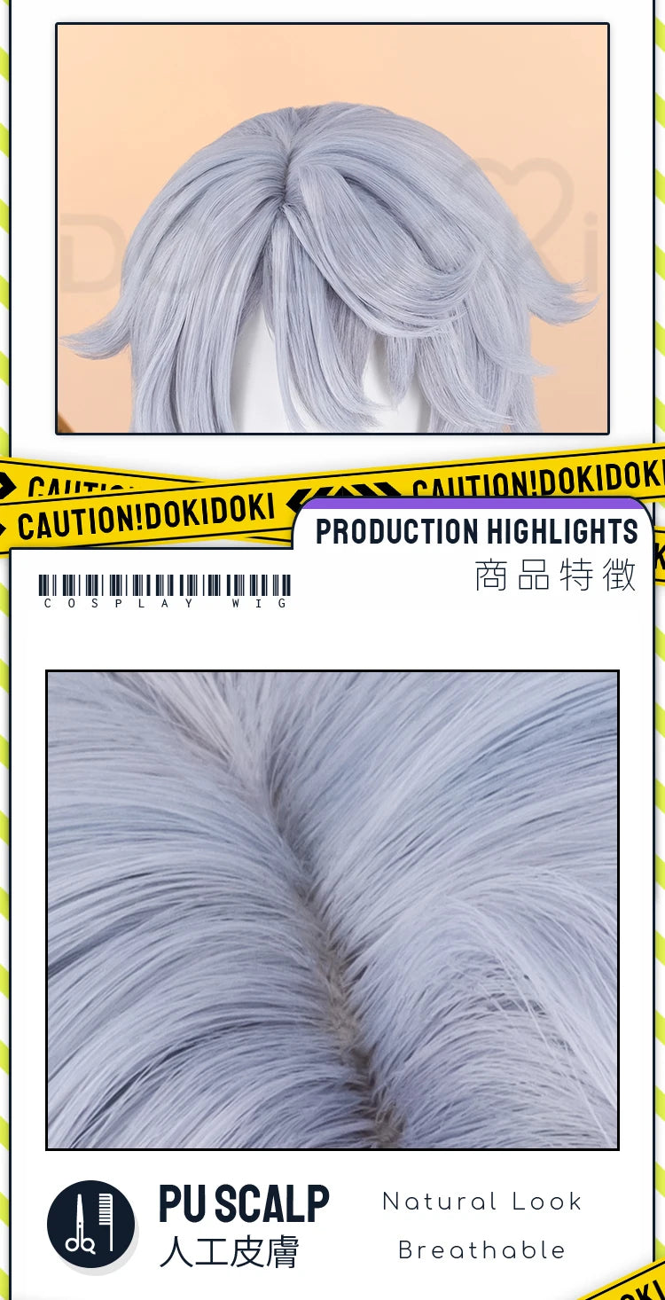 IN STOCK Sunday Cosplay Wig Game Honkai:Star Rail DokiDoki Men 48cm Layered Gradient Wig Sunday Wings Headwear Ear Clip Free Cap
