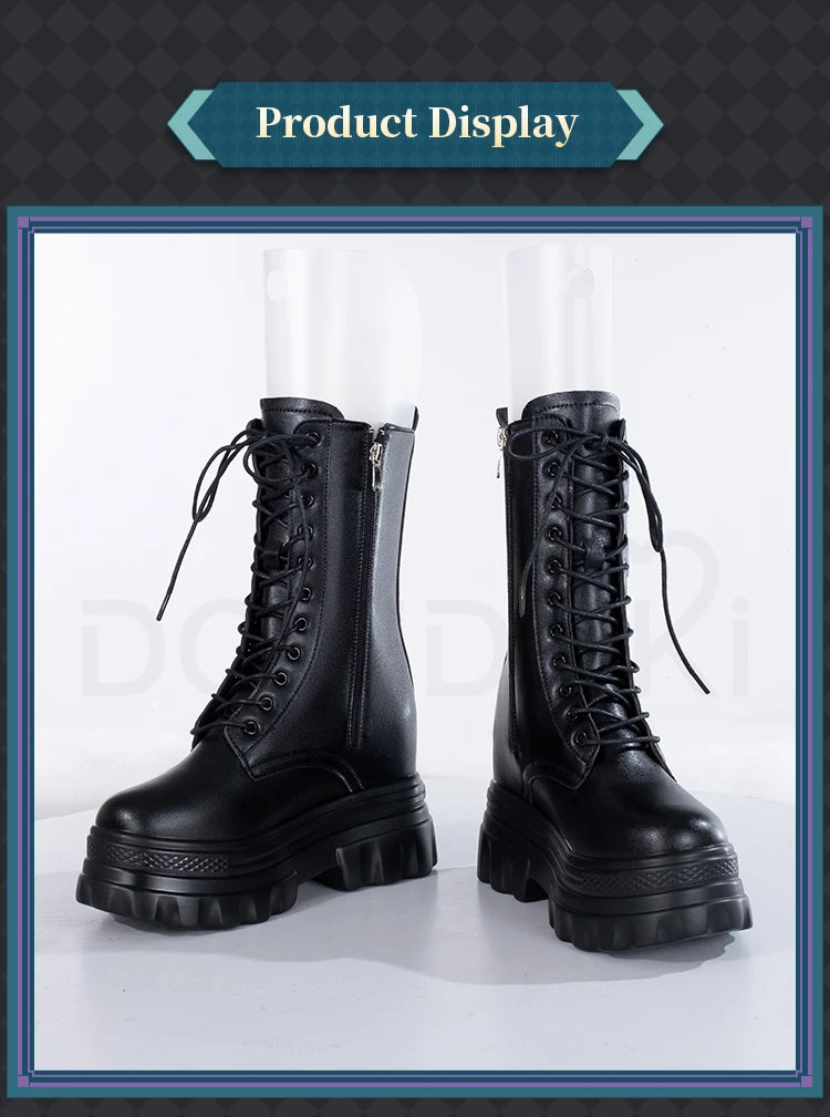 IN STOCK Women Cosplay Props 18cm Heightening Shoes DokiDoki Women Daily 12cm 11cm 18cm 22cm Black White Boots Shoes Halloween