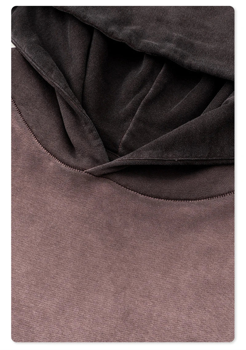 ZODF American Retro Washed Cotton Hoodie For Men Unisex Autumn High Street Oversized Knitted 380gsm Hooded Pullovers Coat HY0913