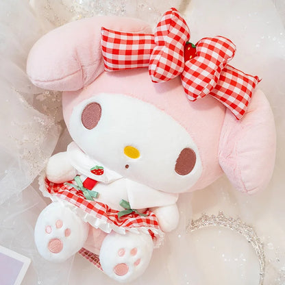 Sanrio Cartoon Plush Toy Kawali Strawberry My Melody Soft Stuffed Doll Pendant Keychain Toys Girl Kids Xmas Gift