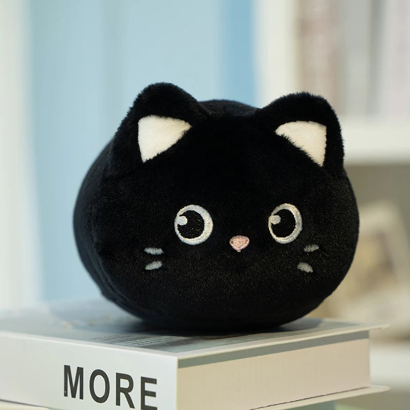 20cm Colorful Plush Peach Cat Plushie Soft Cartoon Kawaii Stuffed Toy Gift for Girls and Boys - short plush black