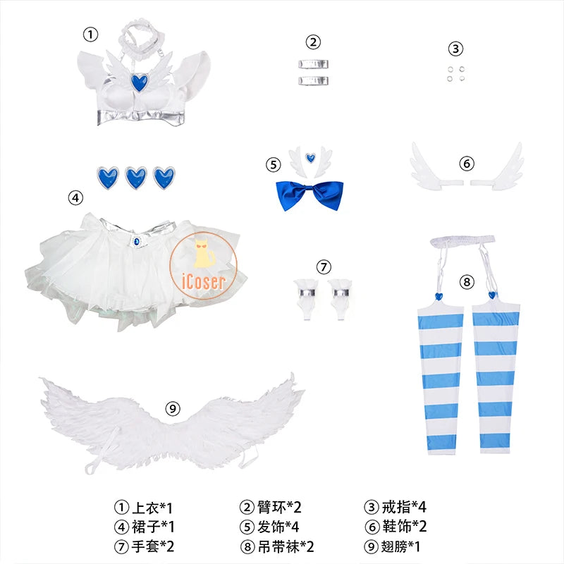 Anime New Panty Stocking with Garterbelt Stockiel Anarchy Stocking Cosplay Costume Angel Skirt Wings Halloween for Women Girls