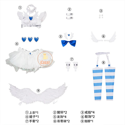 Anime New Panty Stocking with Garterbelt Stockiel Anarchy Stocking Cosplay Costume Angel Skirt Wings Halloween for Women Girls