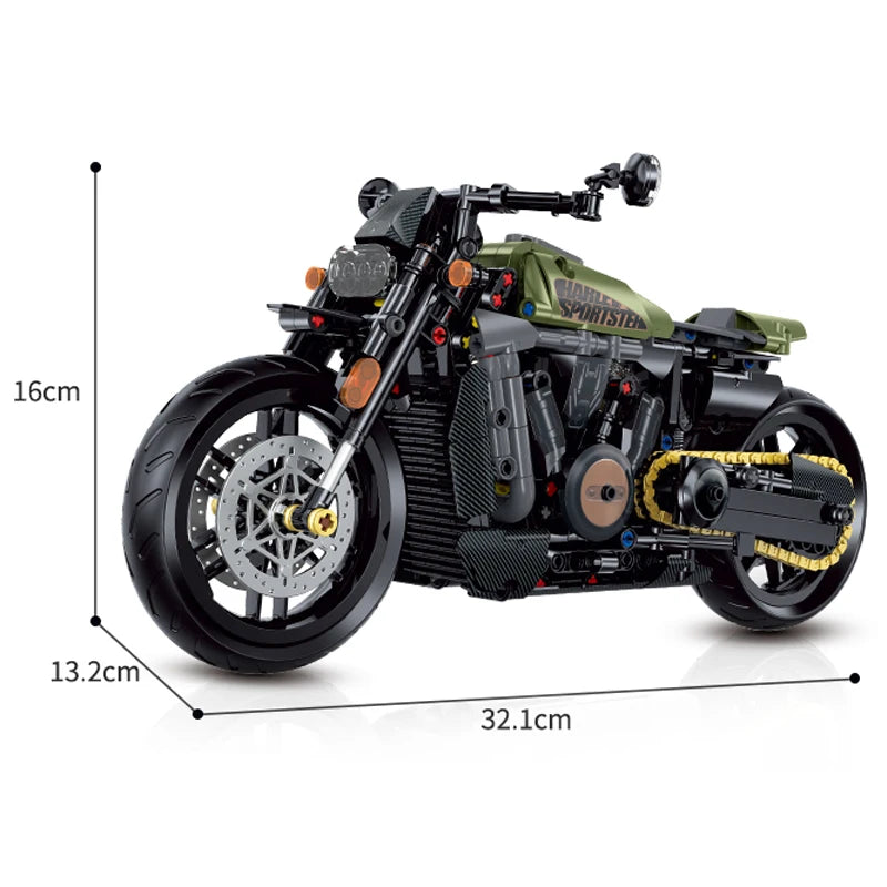 1:8 MOC Building Blocks Motorbike Model City Racing Vehicle Technical Bricks Birthday Gifts Toys for Kids Boys Children  600+pcs