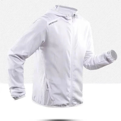 2025 Running Jacket Autumn Reflective Hooded Gradient Color Sportswear Breathable Men and Women Jogging Coat