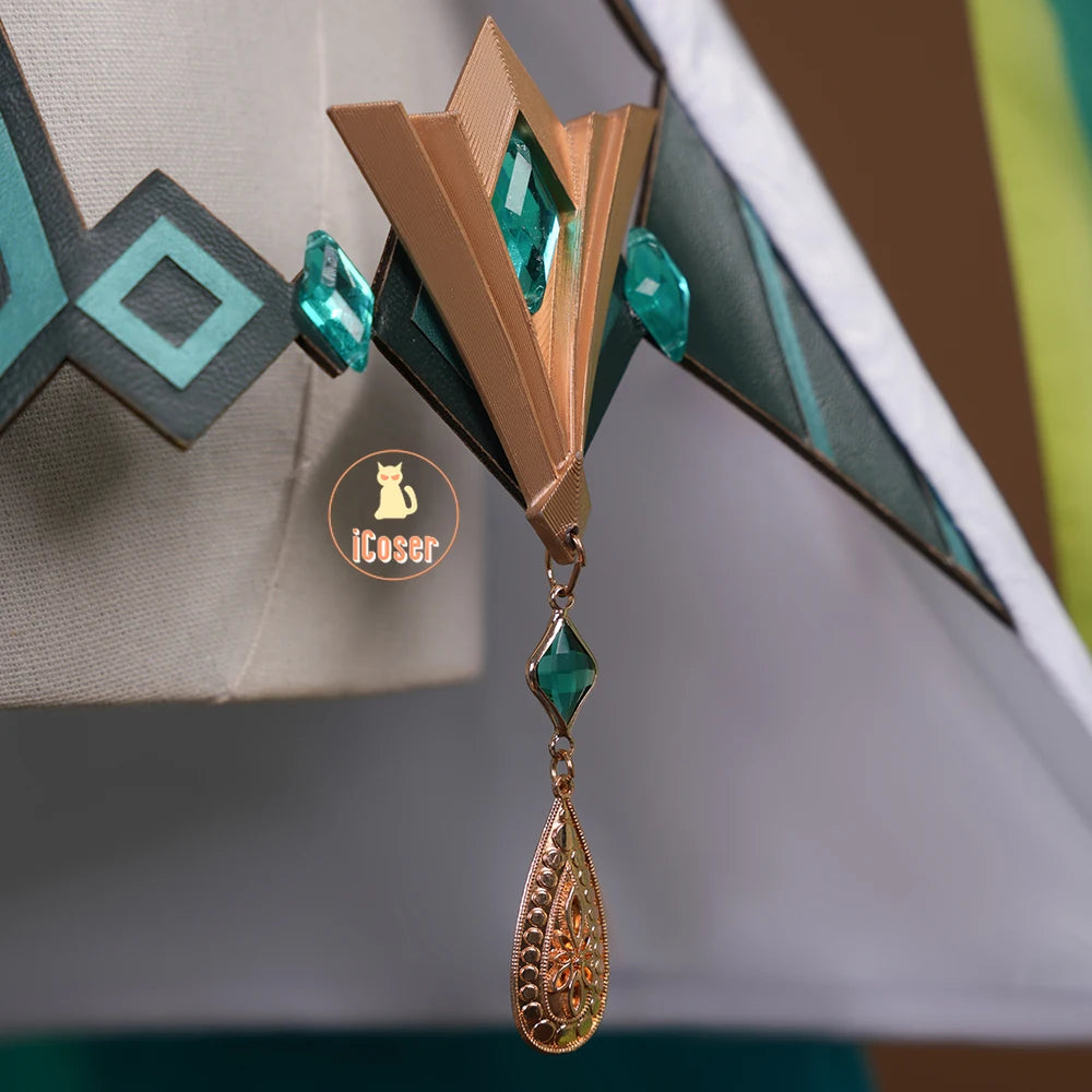 Genshin Impact Nefer Cosplay Costume Wig Dress Uniform Outfit Headwear Carnival Halloween Party for Women Girls Accessory iCoser