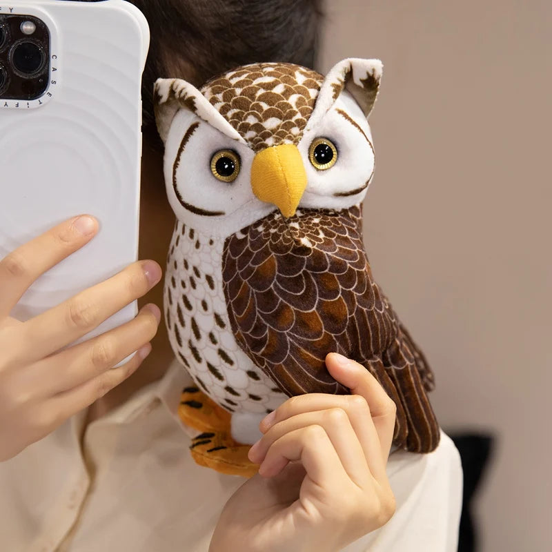 Simulation Owl Plush Toys Soft Stuffed Lifelike Owl Doll Pretty Desktop Pets Funny Children Performance Game Props Birthday Gift