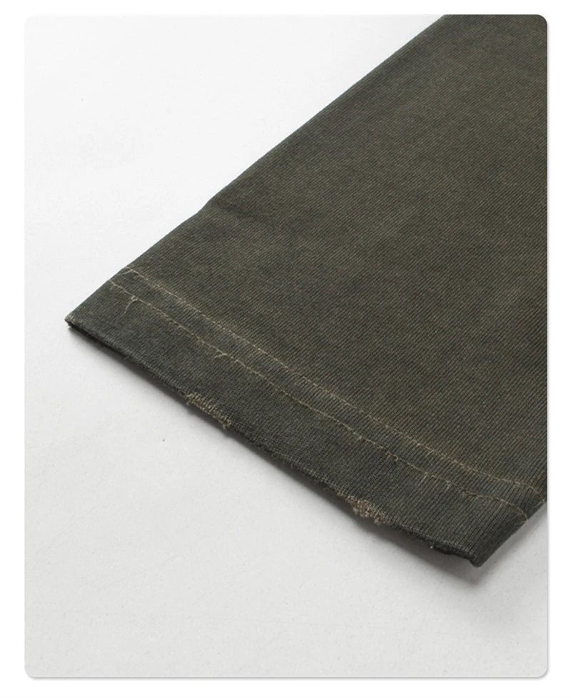 ZODF New 2024 Autumn Fake 2 Pieces T-Shirt For Men Unisex Loose Solid Long Sleeve O-Neck 305gsm Cotton T Shirt Brand Tops HY0944