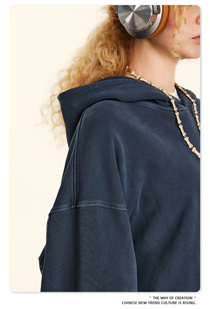 ZODF Retro Autumn Winter Washed Cotton Hoodies Unisex Loose 380gsm Knitted Sport Hooded Pullovers Brand Clothes HY0884