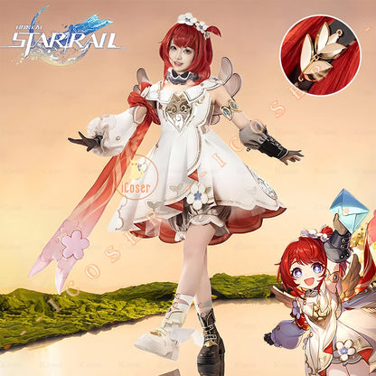 Honkai Star Rail Tribbie Cosplay Costume Wig Dress Uniform Headwear Wings Halloween Party Women Girls Carnival Role Play Props