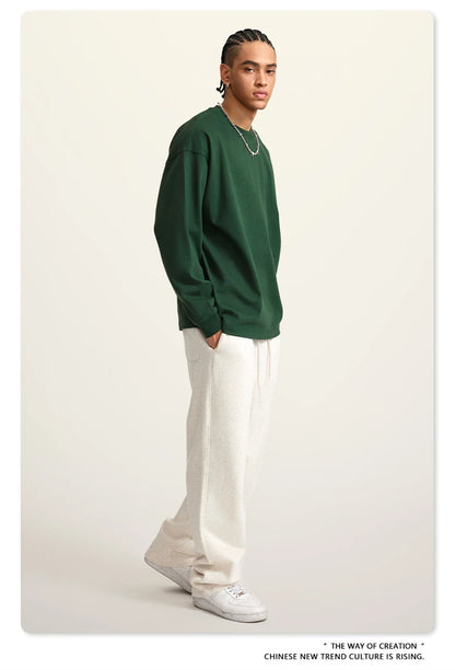 ZODF Autumn Winter 425gsm Long Sleeve T-Shirt American Retro Unisex Loose Heavyweight Basic Cotton T Shirts TEE HY0676