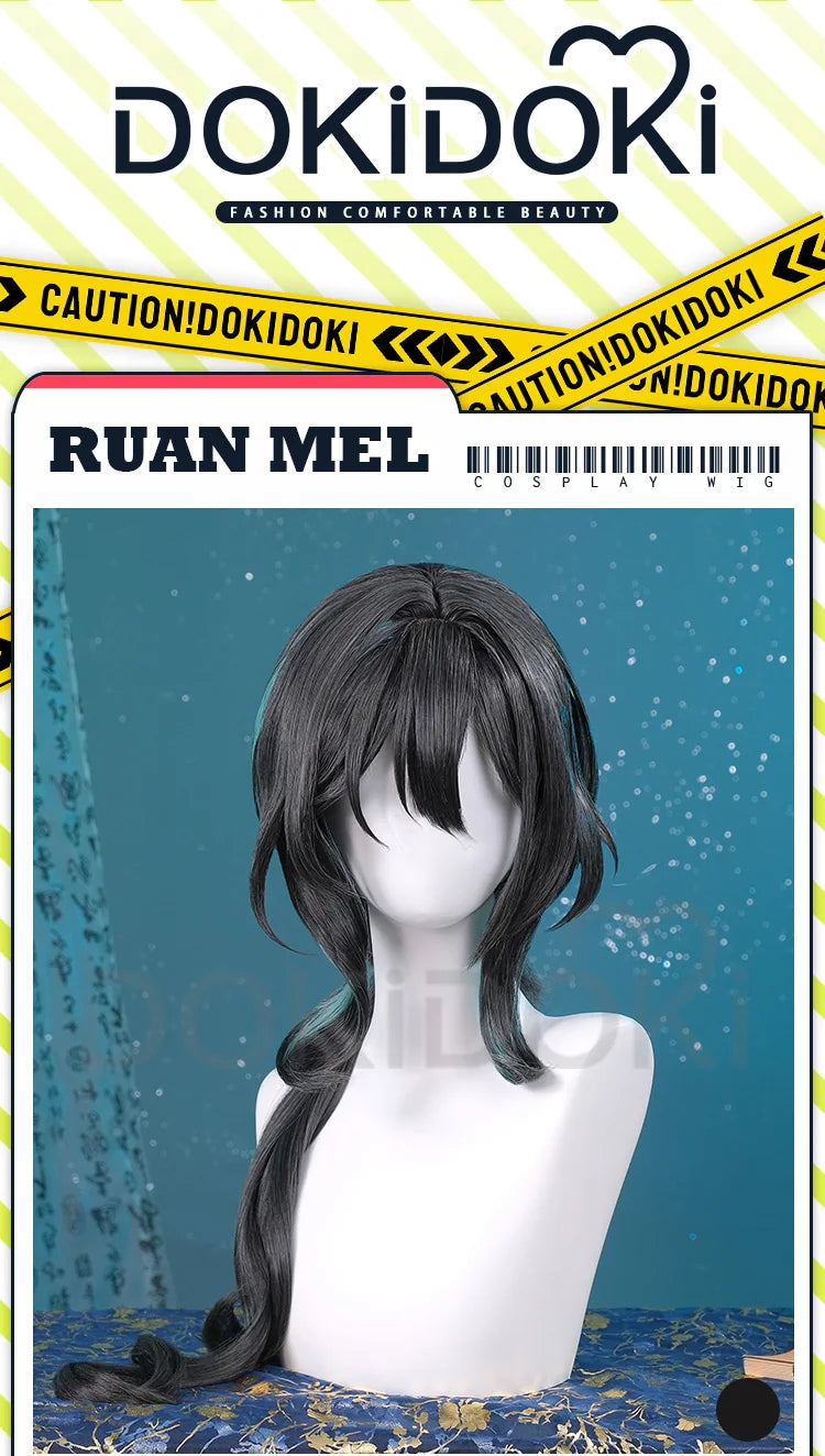 IN STOCK Ruan Mei Wig Game Honkai: Star Rail DokiDoki Cosplay Wig Women 75cm Black Long Hair Honkai Ruanmei Wig Free Wig Cap