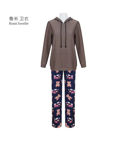 None Mira Light Purple Bear Pajamas Unisex Polyester Set