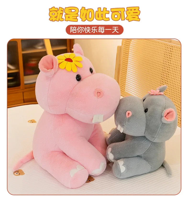 New 55cm Large Size Hippo Plush Toy Fluffty Kawaii Plushie Doll Simulation Hippo Doll Anime Cute Stuffed Animals Soft Plush Gift