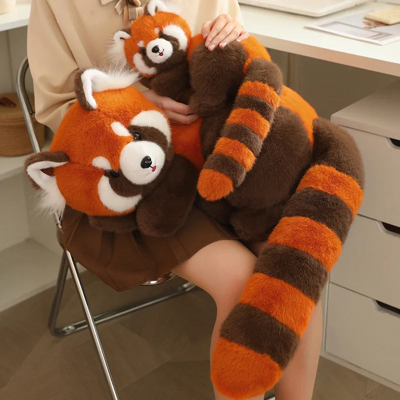 Long Tail Cute Raccoon Soft Toy Huggable Baby Red Panda Plush Doll Sleeping Raccoon Plushie Birthday Gift For Girlfriend Kids