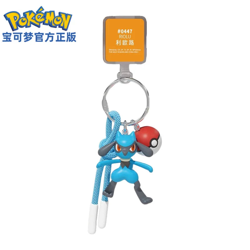 Genuine Pokemon Scorbunny Keychain Grookey Riolu Sobble Wobbuffet Cubone Anime Action Figure Toy Keyring Fragrance Pendant Gift