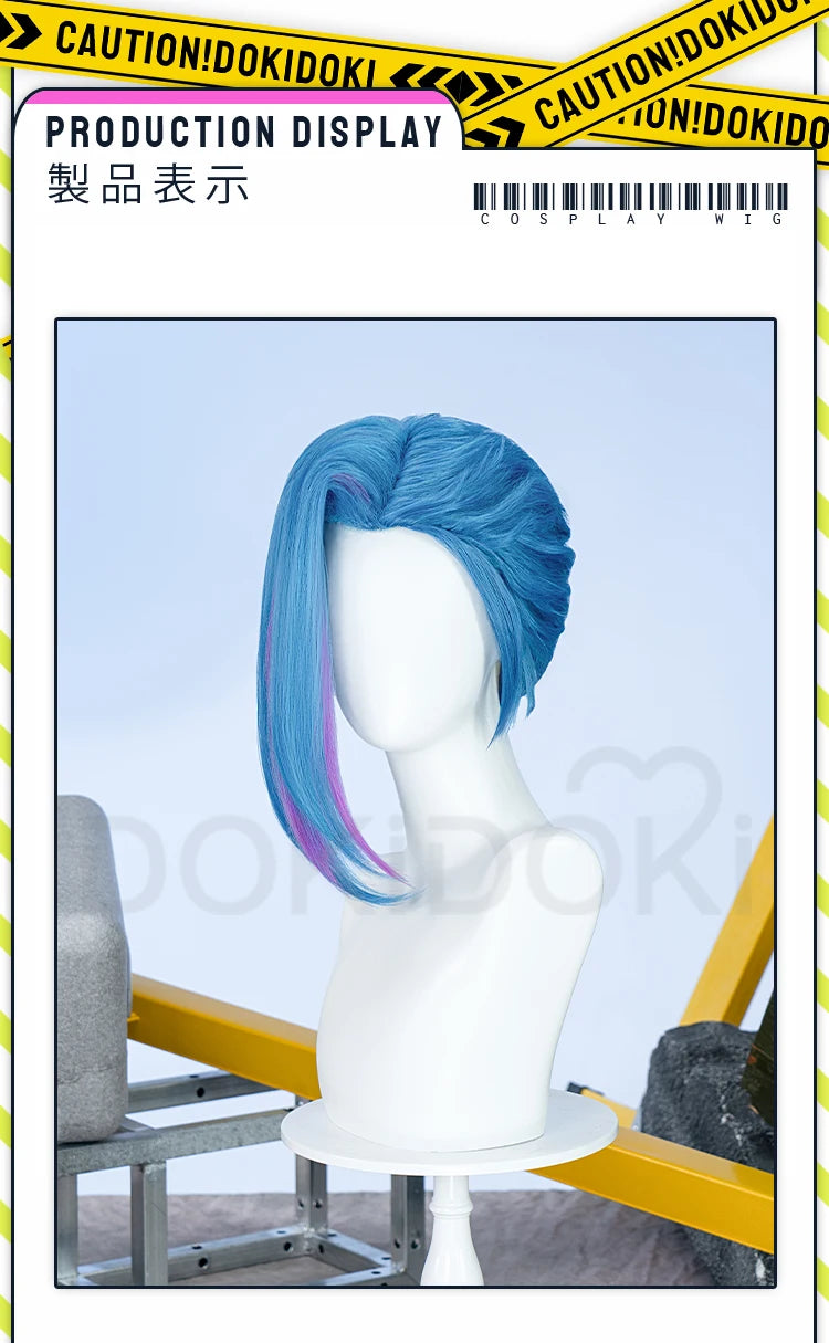 IN STOCK Jinxx Wig Game DokiDoki-R Women 38cm Hair Jinxx Cosplay Mask Tattoo Necklace Nails Bun Wig Luminous Ball Free Cap