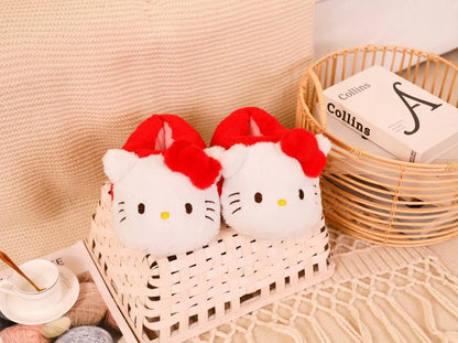 New Sanrio Kuromi Melody Hellokitty Bag Root Cotton Slippers Winter Indoor Warm Cotton Shoes Adult Plush Cotton Slippers