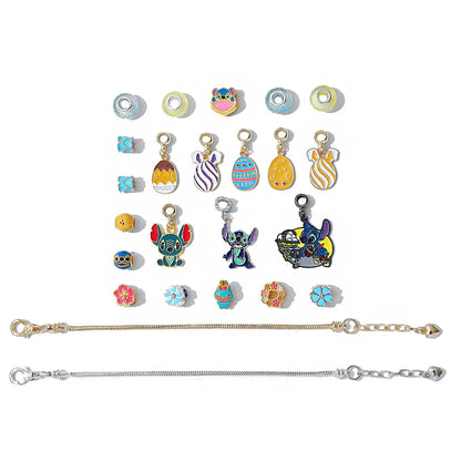 New Disney Stitch  24-Grid Christmas Countdown Calendar Blind Box - Alloy Bracelet Gift Set For Halloween & Xmas