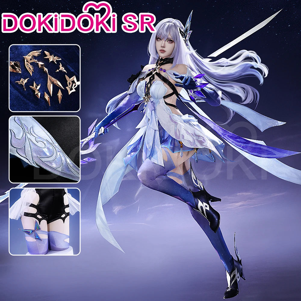 Skirk Cosplay Costume Genshin Impact S-2XL Dress and Gloves Plus Size Halloween Women Wig Sold Separately - Only / S