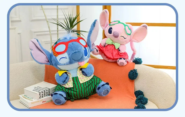 Disney 60cm Summer Watermelon Stitch Kawaii Plush Toy Cartoon Cute Soft Pillow Home Decoration Doll Children's Christmas Gifts